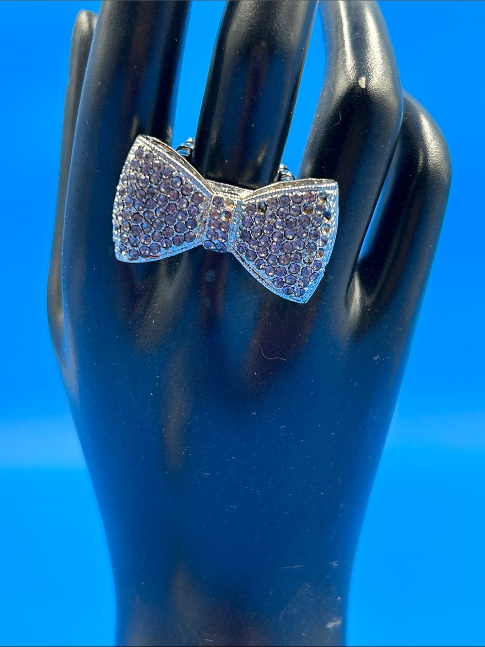 Bow Ring with Purple Crystals